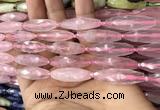 CRI117 15.5 inches 10*30mm faceted rice rose quartz beads