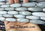 CRI119 15.5 inches 10*30mm faceted rice aquamarine beads