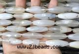 CRI124 15.5 inches 10*30mm faceted rice agate gemstone beads