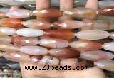 CRI126 15.5 inches 10*30mm faceted rice red agate gemstone beads