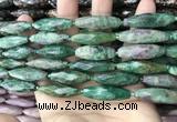 CRI148 15.5 inches 10*30mm faceted rice ruby zoisite beads