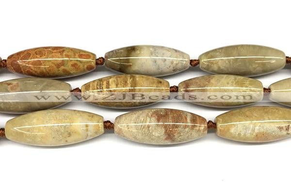 CRI161 15 inches 15*38mm - 16*40mm rice chrysanthemum agate beads