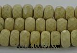 CRI222 15.5 inches 6*10mm faceted rondelle riverstone beads