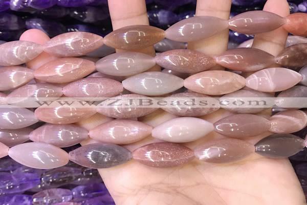 CRI304 15.5 inches 10*25mm rice moonstone beads wholesale