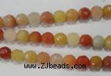 CRJ401 15.5 inches 6mm faceted round red & yellow jade beads