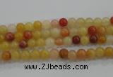 CRJ410 15.5 inches 4mm round red & yellow jade beads wholesale