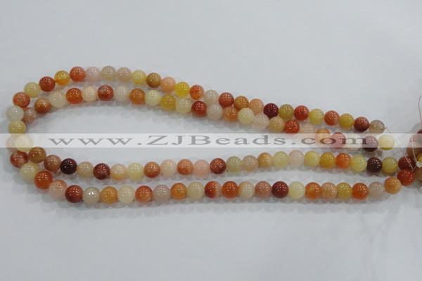 CRJ413 15.5 inches 8mm round red & yellow jade beads wholesale