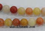 CRJ414 15.5 inches 10mm round red & yellow jade beads wholesale