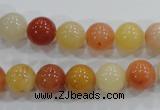 CRJ415 15.5 inches 12mm round red & yellow jade beads wholesale