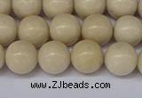 CRJ602 15.5 inches 8mm round white fossil jasper beads wholesale