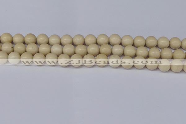 CRJ603 15.5 inches 10mm round white fossil jasper beads wholesale