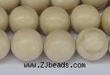 CRJ604 15.5 inches 12mm round white fossil jasper beads wholesale