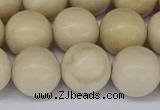 CRJ605 15.5 inches 14mm round white fossil jasper beads wholesale