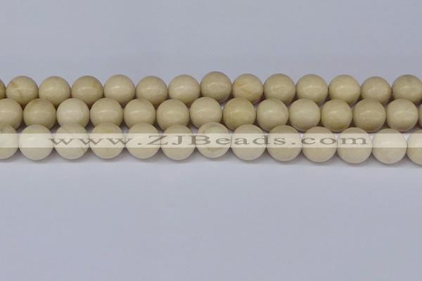 CRJ605 15.5 inches 14mm round white fossil jasper beads wholesale