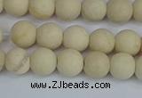 CRJ611 15.5 inches 6mm round matte white fossil jasper beads