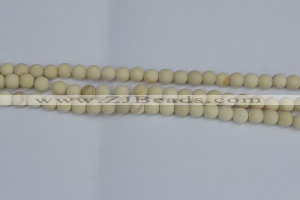 CRJ611 15.5 inches 6mm round matte white fossil jasper beads