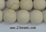 CRJ613 15.5 inches 10mm round matte white fossil jasper beads