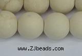 CRJ614 15.5 inches 12mm round matte white fossil jasper beads