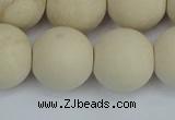 CRJ615 15.5 inches 14mm round matte white fossil jasper beads