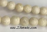 CRJ620 15.5 inches 4mmm round white fossil jasper beads wholesale