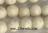 CRJ621 15.5 inches 6mm round white fossil jasper beads wholesale