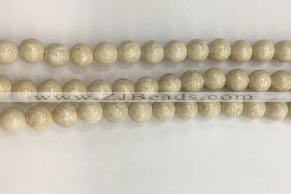 CRJ622 15.5 inches 8mm round white fossil jasper beads wholesale