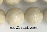 CRJ624 15.5 inches 12mm round white fossil jasper beads wholesale