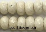 CRJ633 15.5 inches 5*8mm rondelle white fossil jasper beads wholeasle