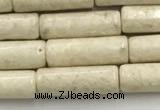 CRJ634 15.5 inches 4*13mm tube white fossil jasper beads wholeasle