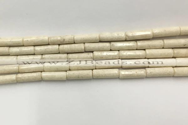 CRJ634 15.5 inches 4*13mm tube white fossil jasper beads wholeasle
