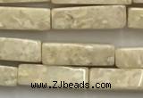 CRJ636 15.5 inches 4*13mm cuboid white fossil jasper beads wholeasle