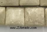 CRJ638 15.5 inches 12*12mm square white fossil jasper beads wholeasle