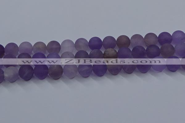 CRO1015 15.5 inches 14mm round matte amethyst gemstone beads