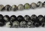 CRO105 15.5 inches 8mm round black water jasper beads wholesale