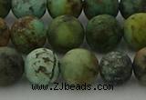 CRO1054 15.5 inches 12mm round matte African turquoise beads