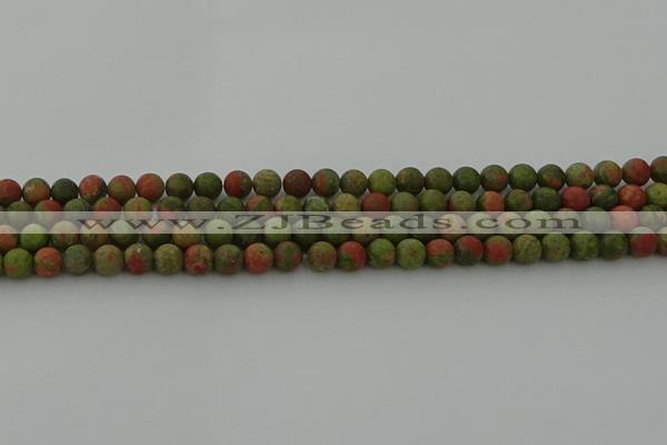 CRO1061 15.5 inches 6mm round matte unakite beads wholesale