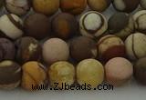 CRO1072 15.5 inches 8mm round matte brown zebra jasper beads