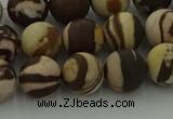 CRO1073 15.5 inches 10mm round matte brown zebra jasper beads