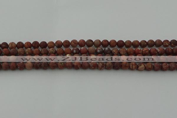 CRO1101 15.5 inches 6mm round matte pomegranate jasper beads