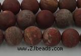 CRO1102 15.5 inches 8mm round matte pomegranate jasper beads