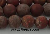 CRO1103 15.5 inches 10mm round matte pomegranate jasper beads