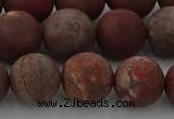 CRO1104 15.5 inches 12mm round matte pomegranate jasper beads