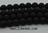 CRO1130 15.5 inches 4mm round matte black agate gemstone beads