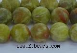 CRO1153 15.5 inches 10mm round matte green dragon serpentine jasper beads