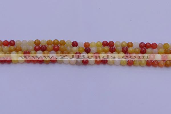 CRO1160 15.5 inches 4mm round golden silk jade beads wholesale