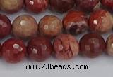 CRO1191 15.5 inches 10mm faceted round red porcelain beads