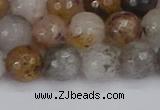 CRO1197 15.5 inches 8mm faceted round mixed lodalite quartz beads