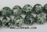 CRO348 15.5 inches 12mm round green spot gemstone beads wholesale