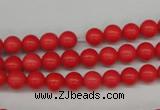 CRO44 15.5 inches 6mm round synthetic coral beads wholesale