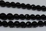 CRO702 15.5 inches 6mm – 14mm faceted round black agate beads